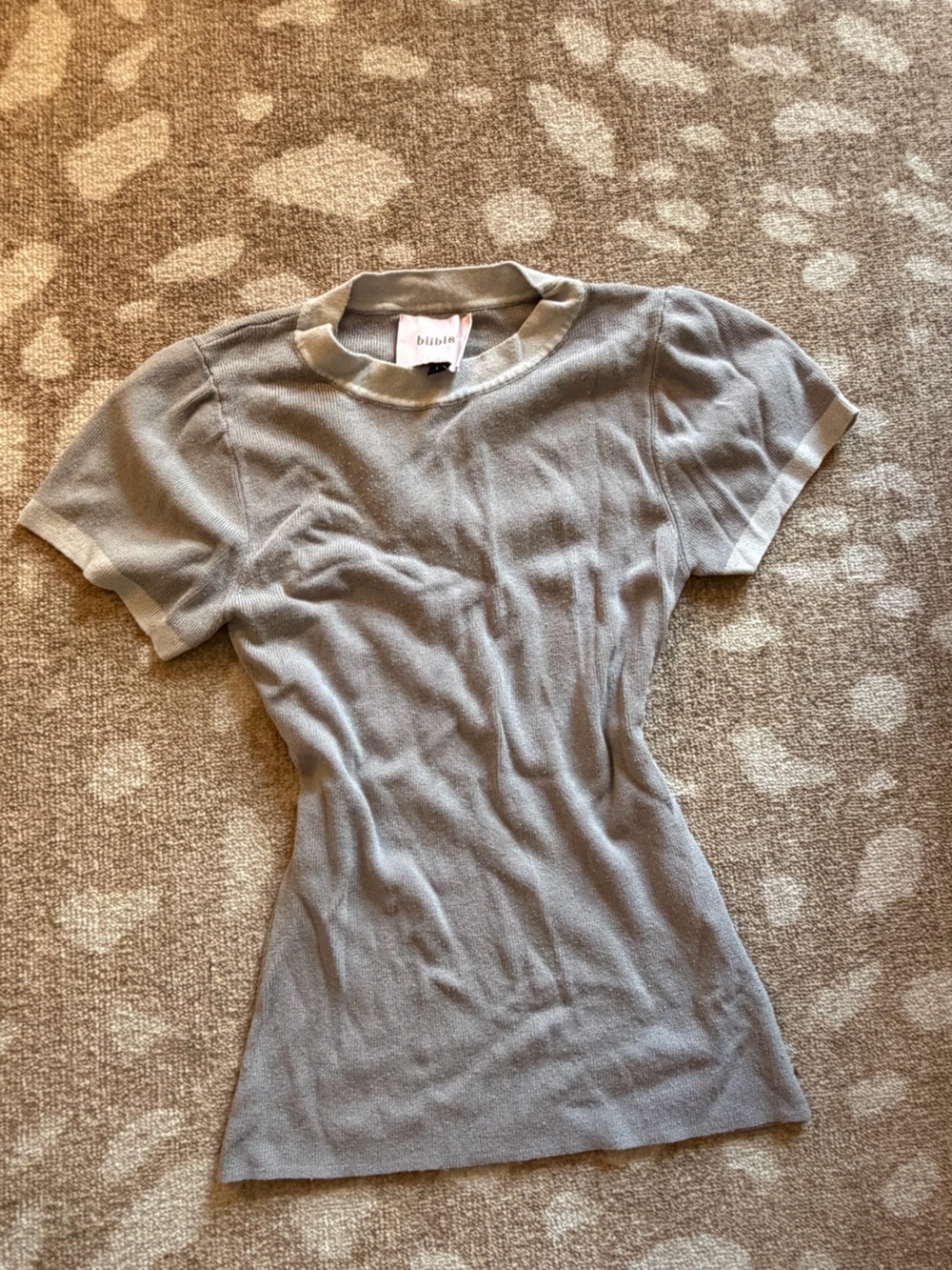 bobi Light Gray Crewneck Short Sleeve Knit Tee